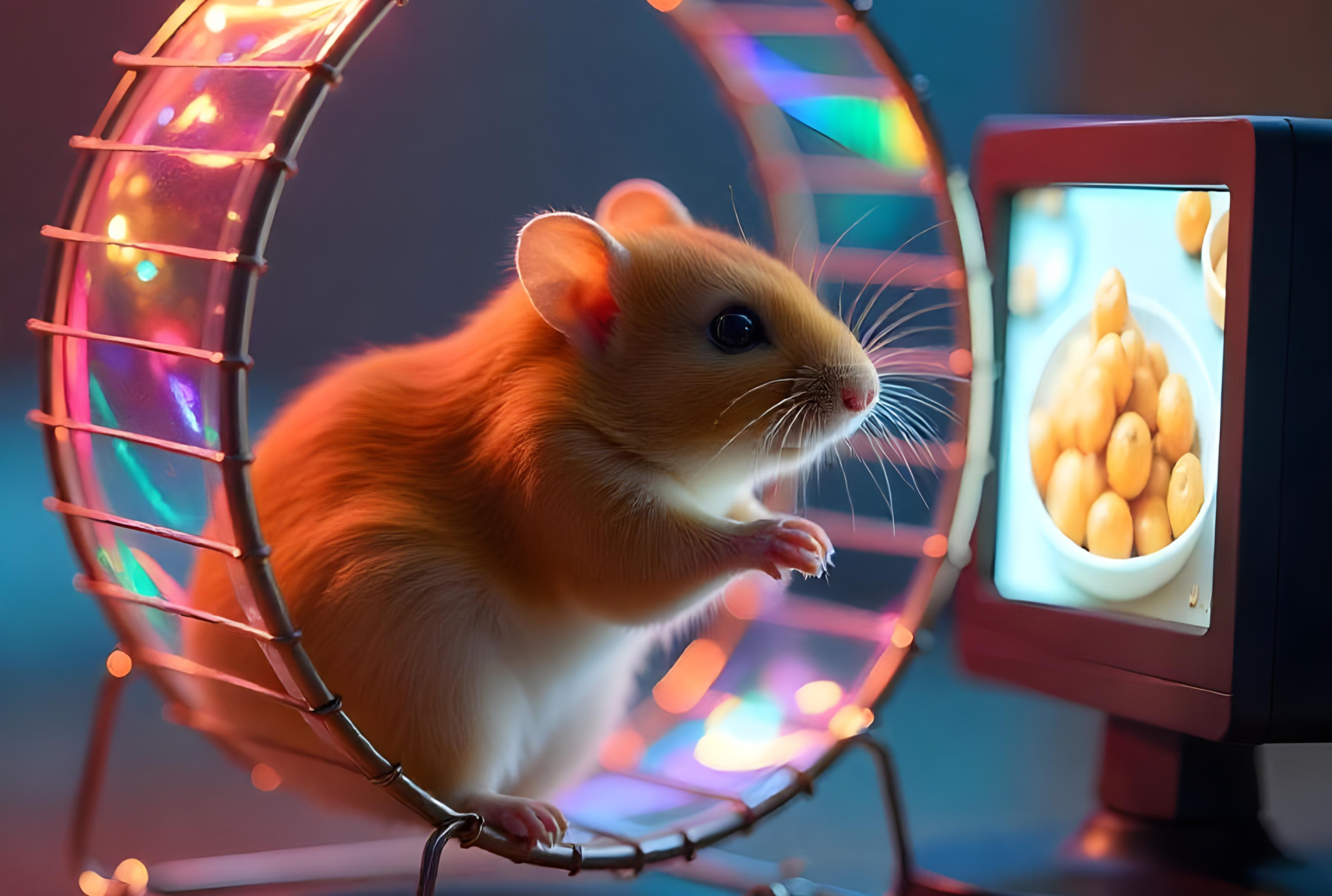 Hamster on wheel