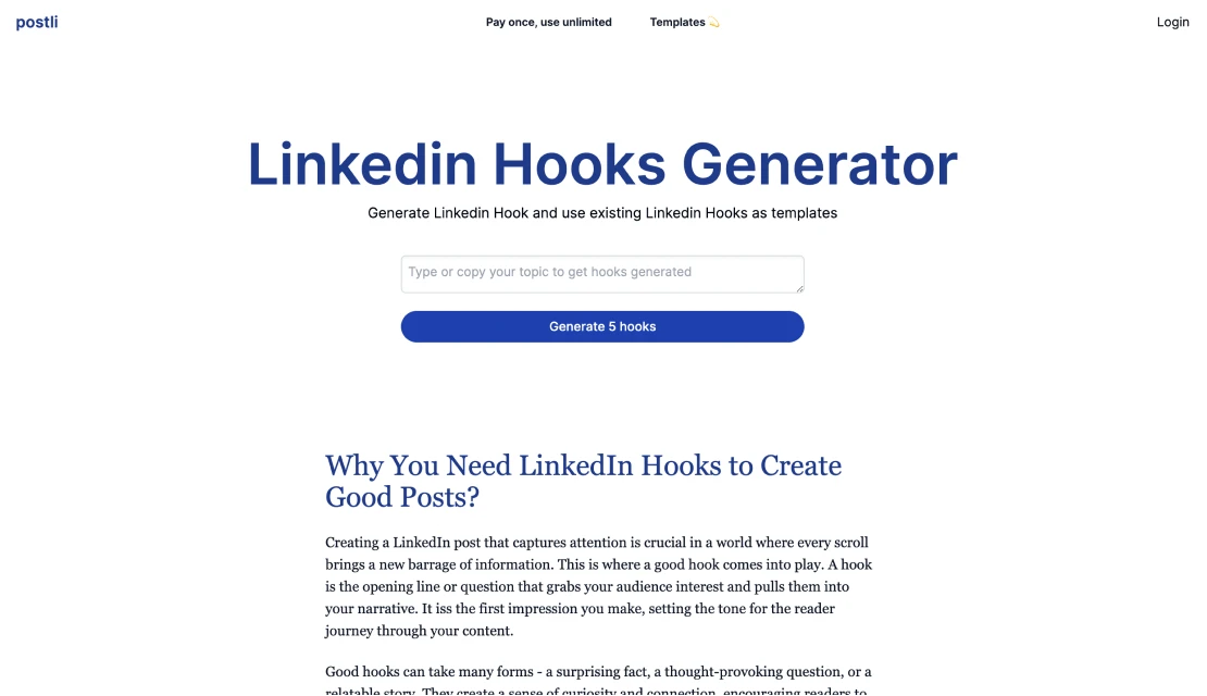 Linkedin Hooks Generator