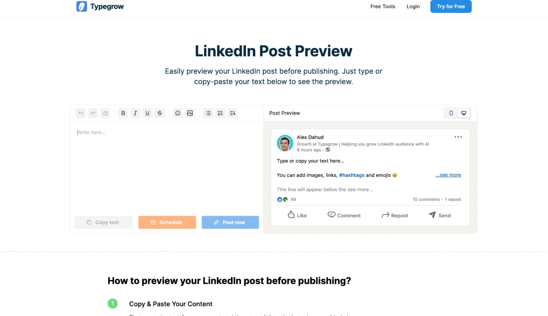 LinkedIn Post Preview Generator